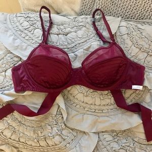 AE aerie burgundy satin bra, lingerie